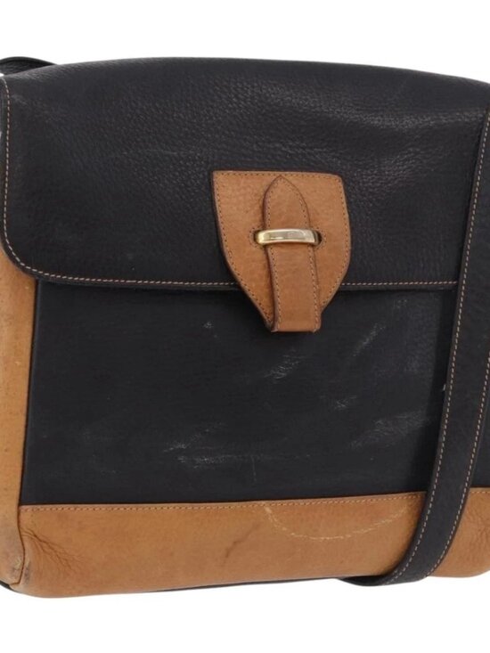 Gucci Handbags - GUCCI Shoulder Bag Leather Black Gold Auth ep14739